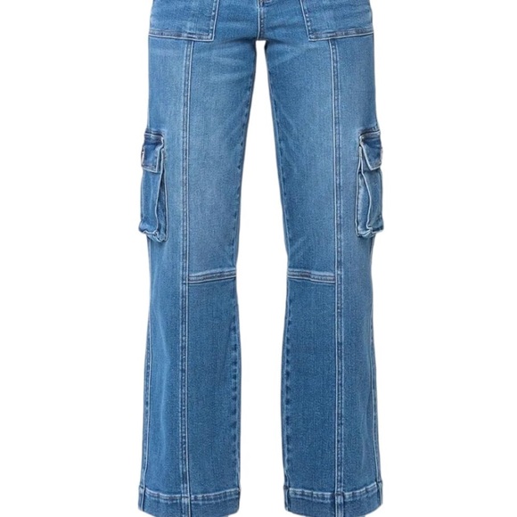 Judy Blue Women's Wide Leg Cargo Jeans - Classic Blue - Picture 3 of 10